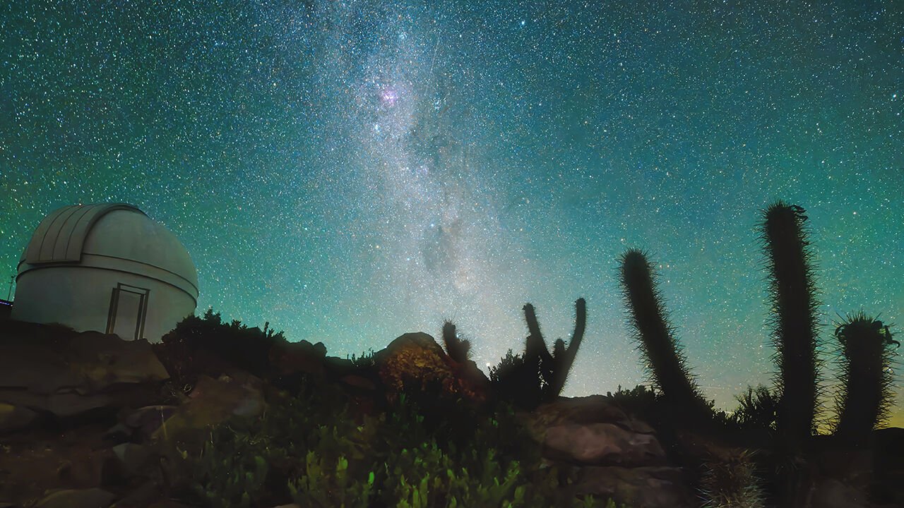 El Sauce Observatory , Chile under the night sky.