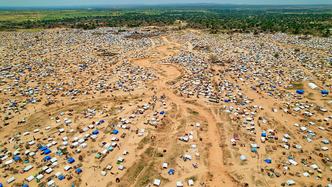 World Food Programme trucks at the Adre refugee camp