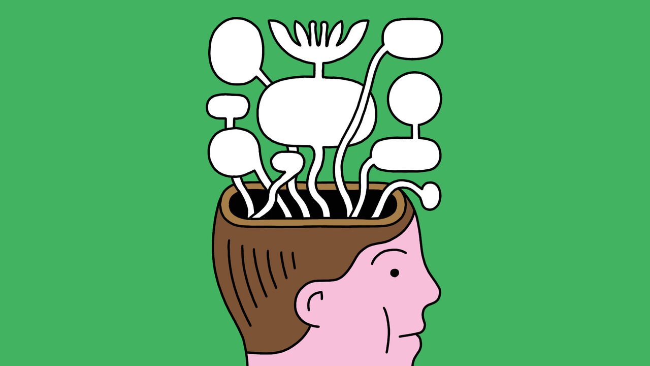 A head with speech bubbles coming out of it.